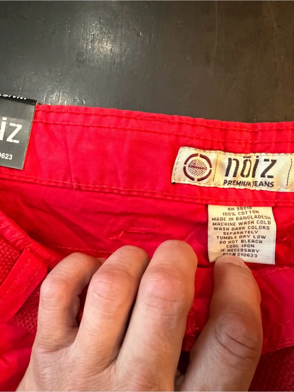 Noize Men's Red Cargo Shorts with Webbing Belt